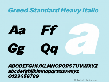 Greed-StandardHeavyItalic Version 5.000;Glyphs 3.2 (3194)图片样张