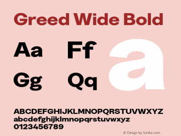 Greed-WideBold Version 5.000;Glyphs 3.2 (3194)图片样张