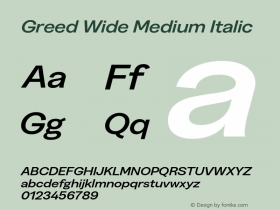 Greed-WideMediumItalic Version 5.000;Glyphs 3.2 (3194)图片样张