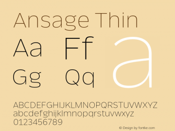 Ansage Thin Version 1.000;hotconv 1.0.109;makeotfexe 2.5.65596图片样张