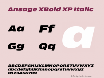 Ansage XBold XP Italic Version 1.000;hotconv 1.0.109;makeotfexe 2.5.65596图片样张