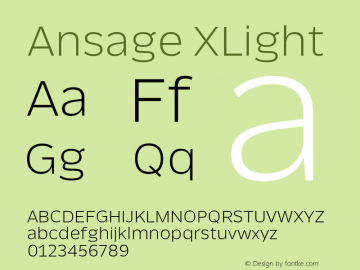 Ansage XLight Version 1.000;hotconv 1.0.109;makeotfexe 2.5.65596图片样张