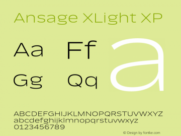 Ansage XLight XP Version 1.000;hotconv 1.0.109;makeotfexe 2.5.65596图片样张