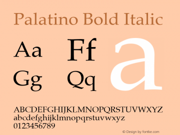 Palatino Bold Italic 18.0d1e19图片样张
