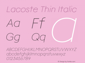 Lacoste Thin Italic Version 1.100 | FøM Fix图片样张