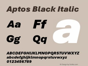 Aptos Black Italic Version 1.09;O365图片样张
