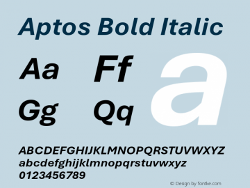 Aptos Bold Italic Version 1.09;O365图片样张