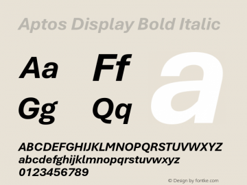 Aptos Display Bold Italic Version 1.09;O365图片样张