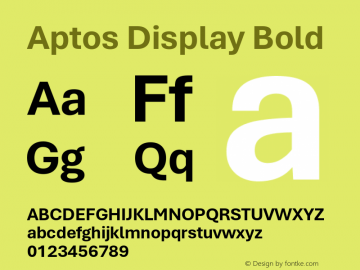 Aptos Display Bold Version 1.09;O365图片样张