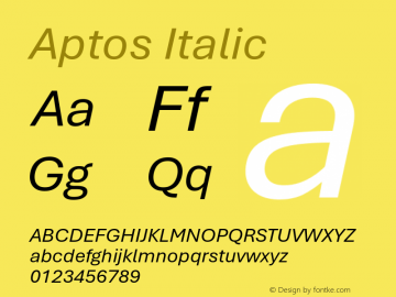 Aptos Italic Version 1.09;O365图片样张