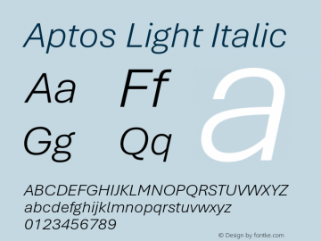 Aptos Light Italic Version 1.09;O365图片样张