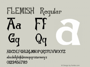 FLEMISH Regular Altsys Fontographer 3.5  3/17/97 Font Sample