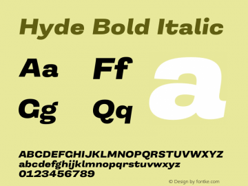 Hyde Bold Italic Version 3.008;Glyphs 3.2 (3202)图片样张