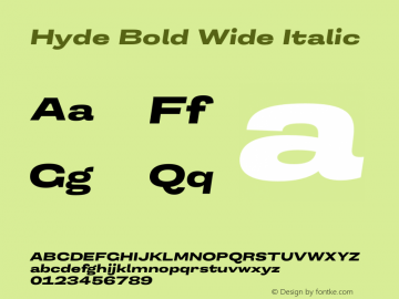 Hyde Bold Wide Italic Version 3.008;Glyphs 3.2 (3202)图片样张