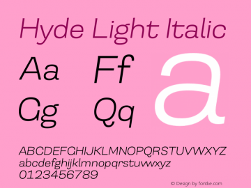 Hyde Light Italic Version 3.008;Glyphs 3.2 (3202)图片样张