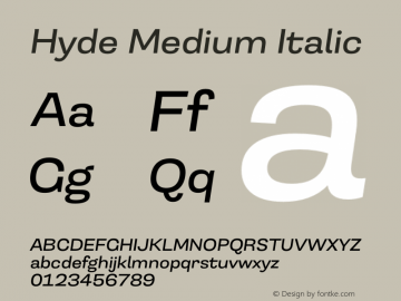 Hyde Medium Italic Version 3.008;Glyphs 3.2 (3202)图片样张