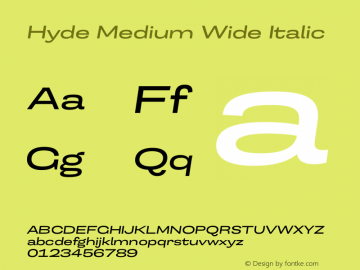 Hyde Medium Wide Italic Version 3.008;Glyphs 3.2 (3202)图片样张