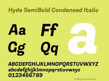 Hyde SemiBold Condensed Italic Version 3.008;Glyphs 3.2 (3202)图片样张