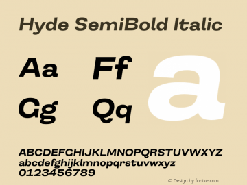 Hyde SemiBold Italic Version 3.008;Glyphs 3.2 (3202)图片样张