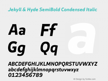 Jekyll & Hyde SemiBold Condensed Italic Version 1.006;Glyphs 3.2 (3202)图片样张
