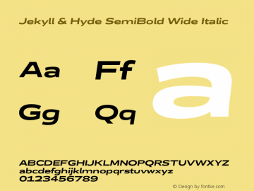 Jekyll & Hyde SemiBold Wide Italic Version 1.006;Glyphs 3.2 (3202)图片样张