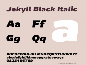 Jekyll Black Italic Version 2.007;Glyphs 3.2 (3202)图片样张