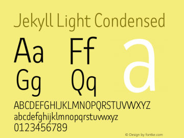 Jekyll Light Condensed Version 2.006;Glyphs 3.2 (3202)图片样张