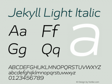 Jekyll Light Italic Version 2.007;Glyphs 3.2 (3202)图片样张