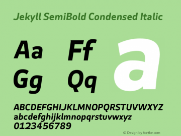 Jekyll SemiBold Condensed Italic Version 2.007;Glyphs 3.2 (3202)图片样张