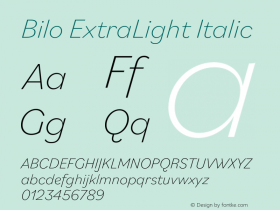 Bilo ExtraLight Italic Version 2.000图片样张