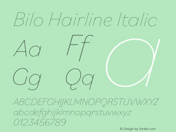 Bilo Hairline Italic Version 2.000图片样张