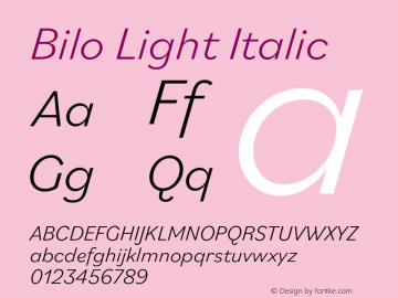 Bilo Light Italic Version 2.000图片样张