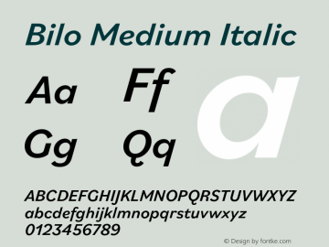 Bilo Medium Italic Version 2.000图片样张
