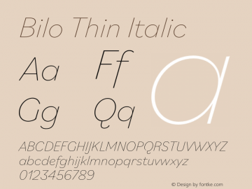 Bilo Thin Italic Version 2.000图片样张