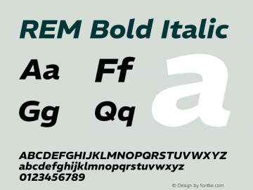 REM Bold Italic Version 1.005;gftools[0.9.28]图片样张