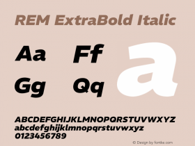 REM ExtraBold Italic Version 1.005;gftools[0.9.28]图片样张