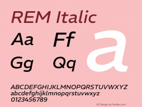 REM Italic Version 1.005;gftools[0.9.28]图片样张