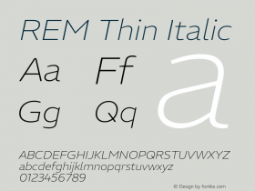 REM Thin Italic Version 1.005;gftools[0.9.28]图片样张