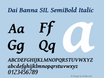 Dai Banna SIL SemiBold Italic Version 4.000图片样张