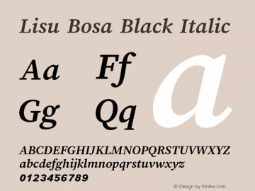 Lisu Bosa Black Italic Version 2.000图片样张