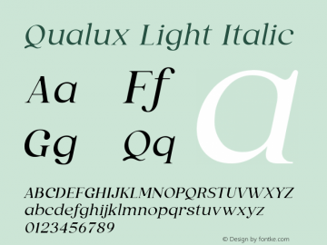 Qualux Light Italic Version 1.016;Fontself Maker 3.5.8图片样张