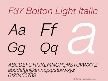 F37 Bolton Light Italic Version 2.000;Glyphs 3.1.2 (3151)图片样张