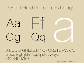 Restart Hard Premium ExtraLight Version 1.000;Glyphs 3.2 (3214)图片样张