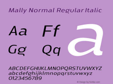 Mally Normal Regular Italic Version 1.000 | FøM Fix图片样张