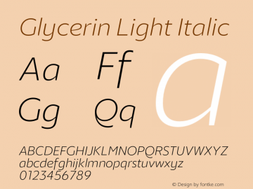 Glycerin Light Italic Version 1.010;Glyphs 3.1.2 (3151)图片样张