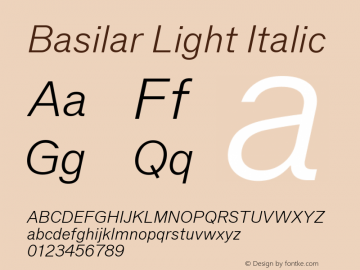 Basilar Light Italic Version 1.000图片样张