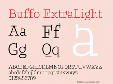 Buffo ExtraLight Version 1.001;Glyphs 3.2 (3212)图片样张