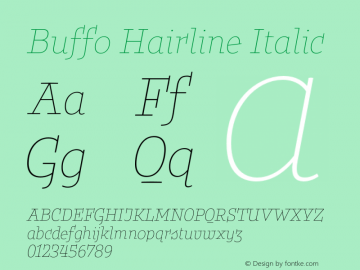 Buffo Hairline Italic Version 1.001;Glyphs 3.2 (3212)图片样张