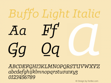 Buffo Light Italic Version 1.001;Glyphs 3.2 (3212)图片样张