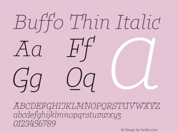 Buffo Thin Italic Version 1.001;Glyphs 3.2 (3212)图片样张